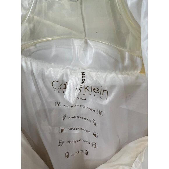 Calvin Klein White Puffer Jacket Down Fill Hidden Hood Women's Size M ~~minty~~ - Picture 4 of 16